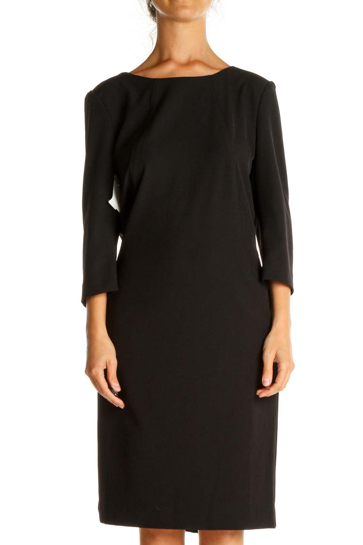 Black Solid Work Sheath Dress