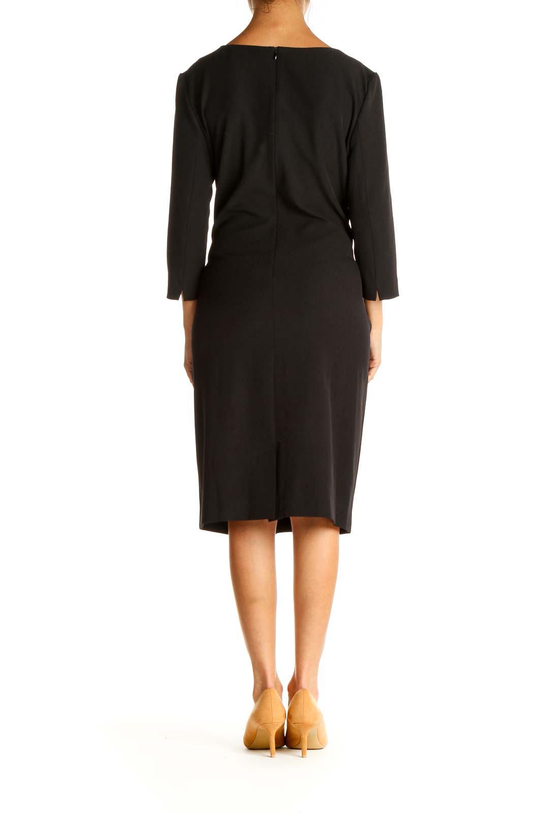 Black Solid Work Sheath Dress