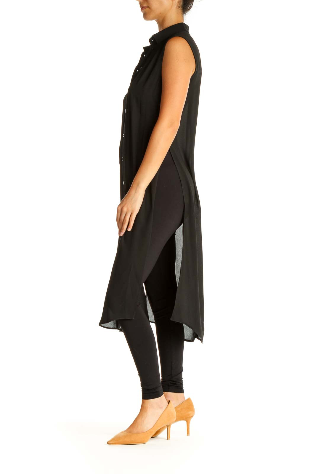 Black Solid Long Chic Top