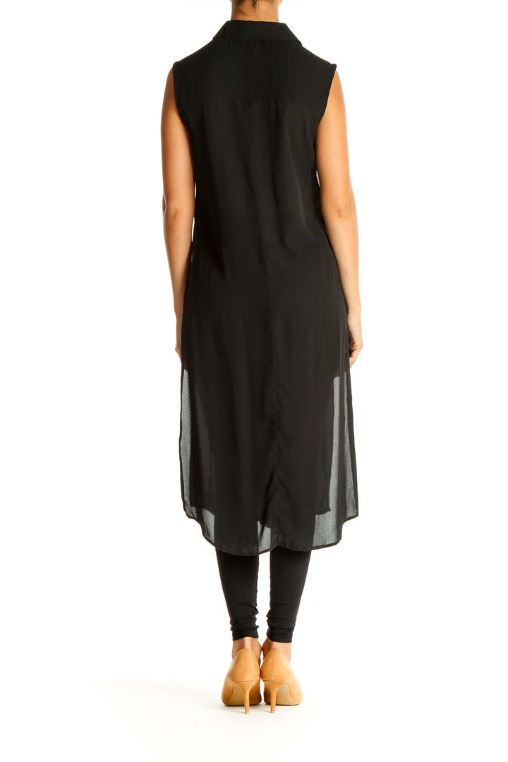 Black Solid Long Chic Top