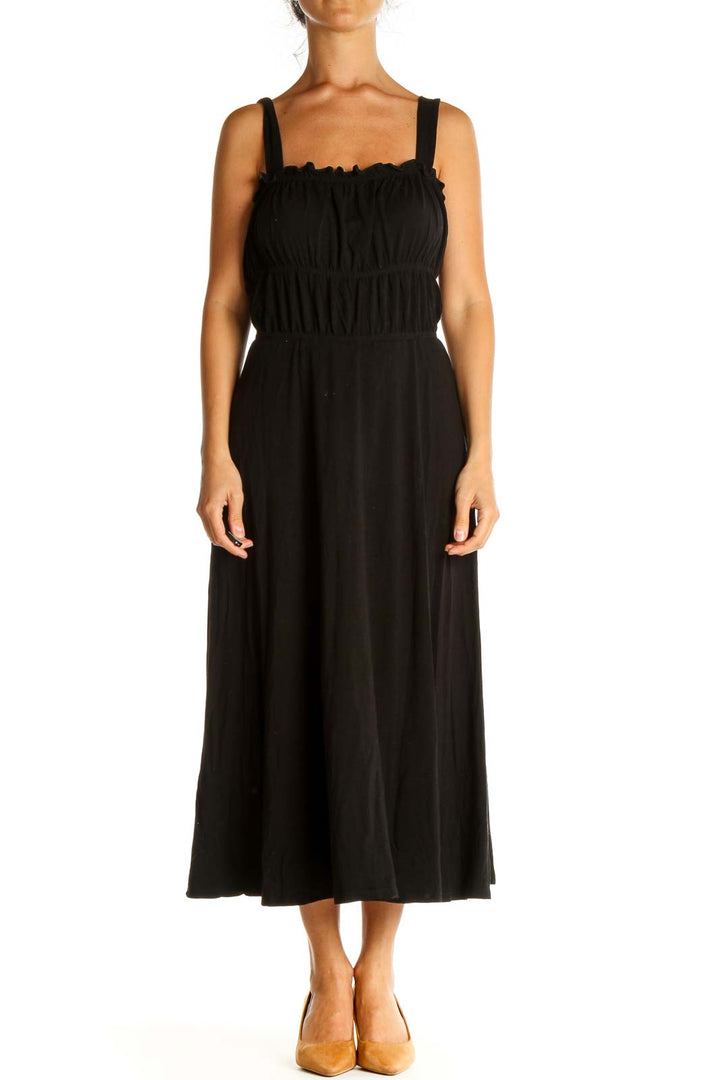 Black Solid Cocktail Fit & Flare Dress