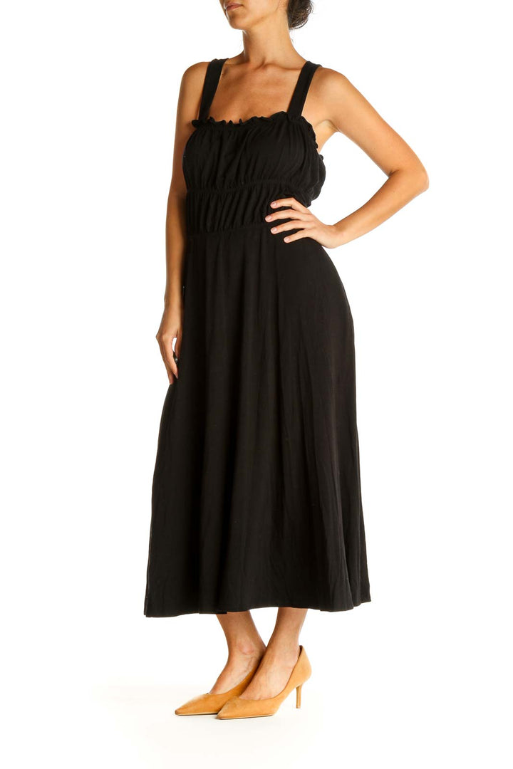 Black Solid Cocktail Fit & Flare Dress