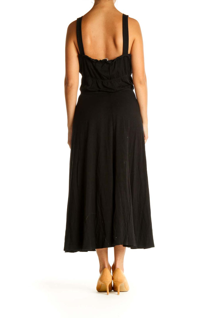 Black Solid Cocktail Fit & Flare Dress