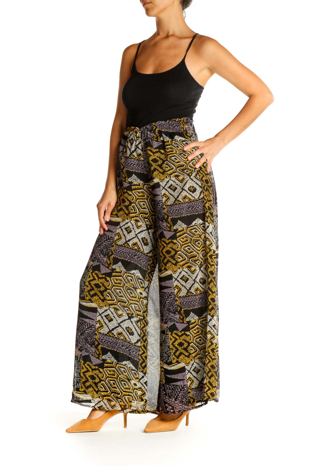 Black Printed Bohemian Palazzo Pants