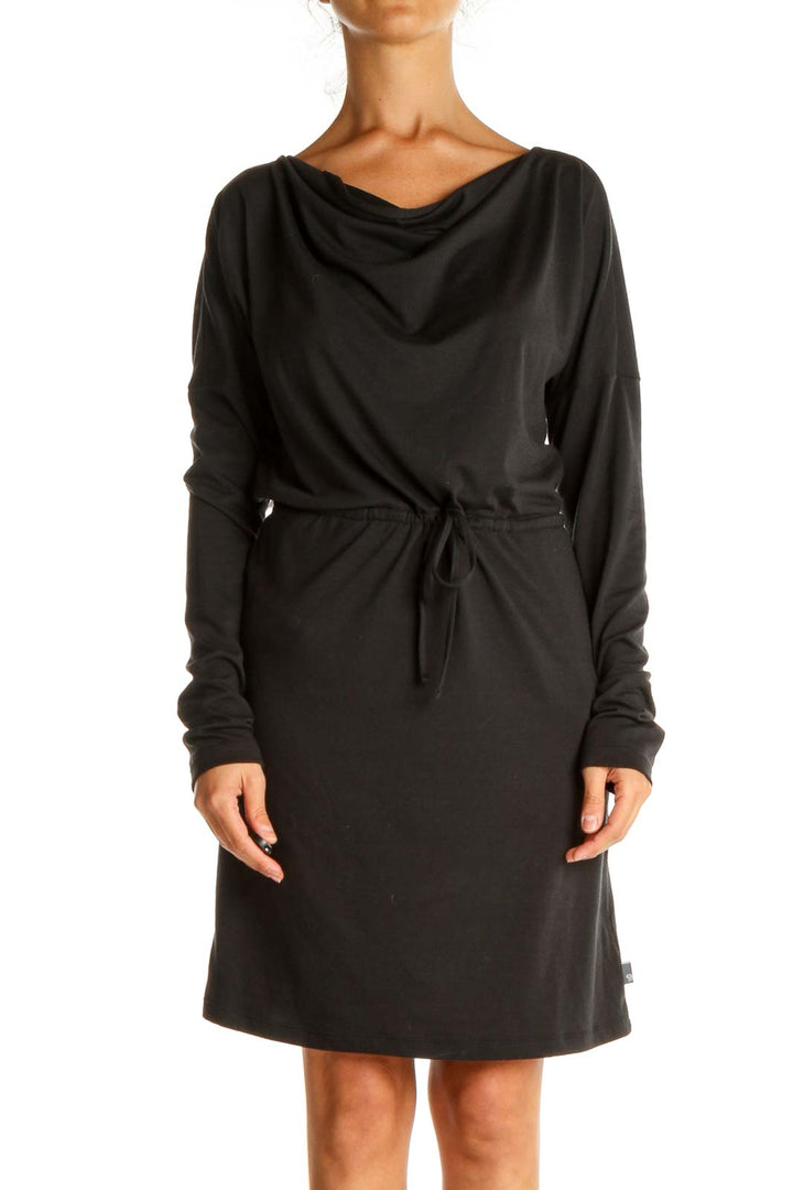 Black Solid Sporty Sheath Dress