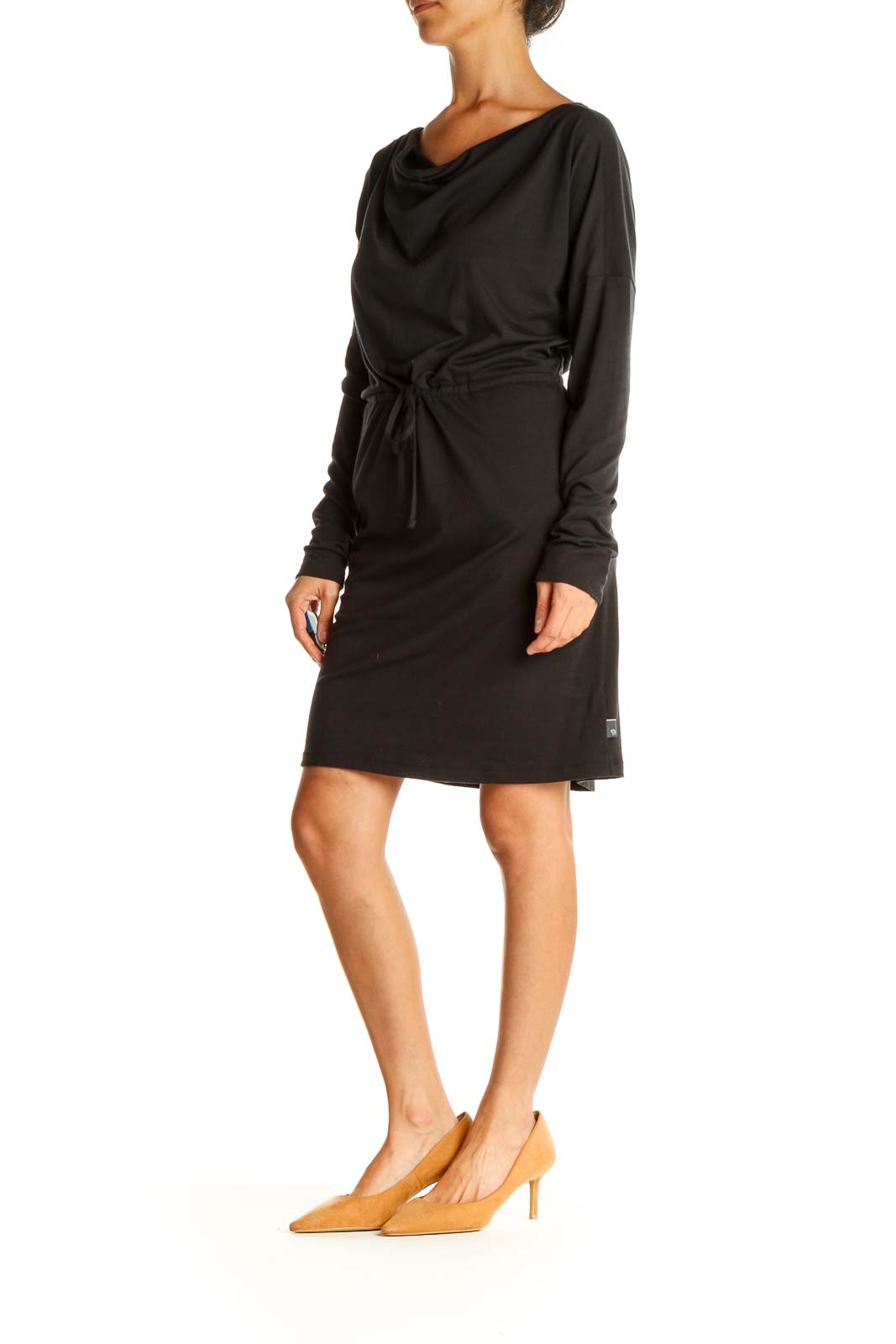 Black Solid Sporty Sheath Dress