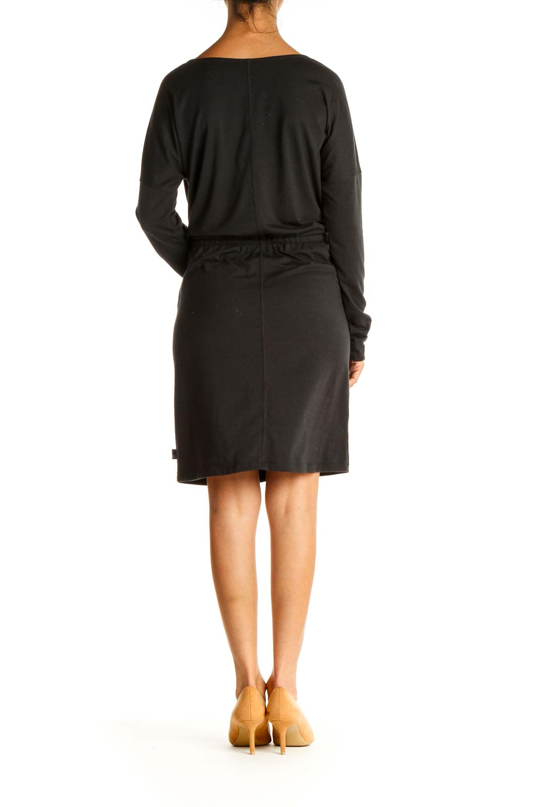 Black Solid Sporty Sheath Dress