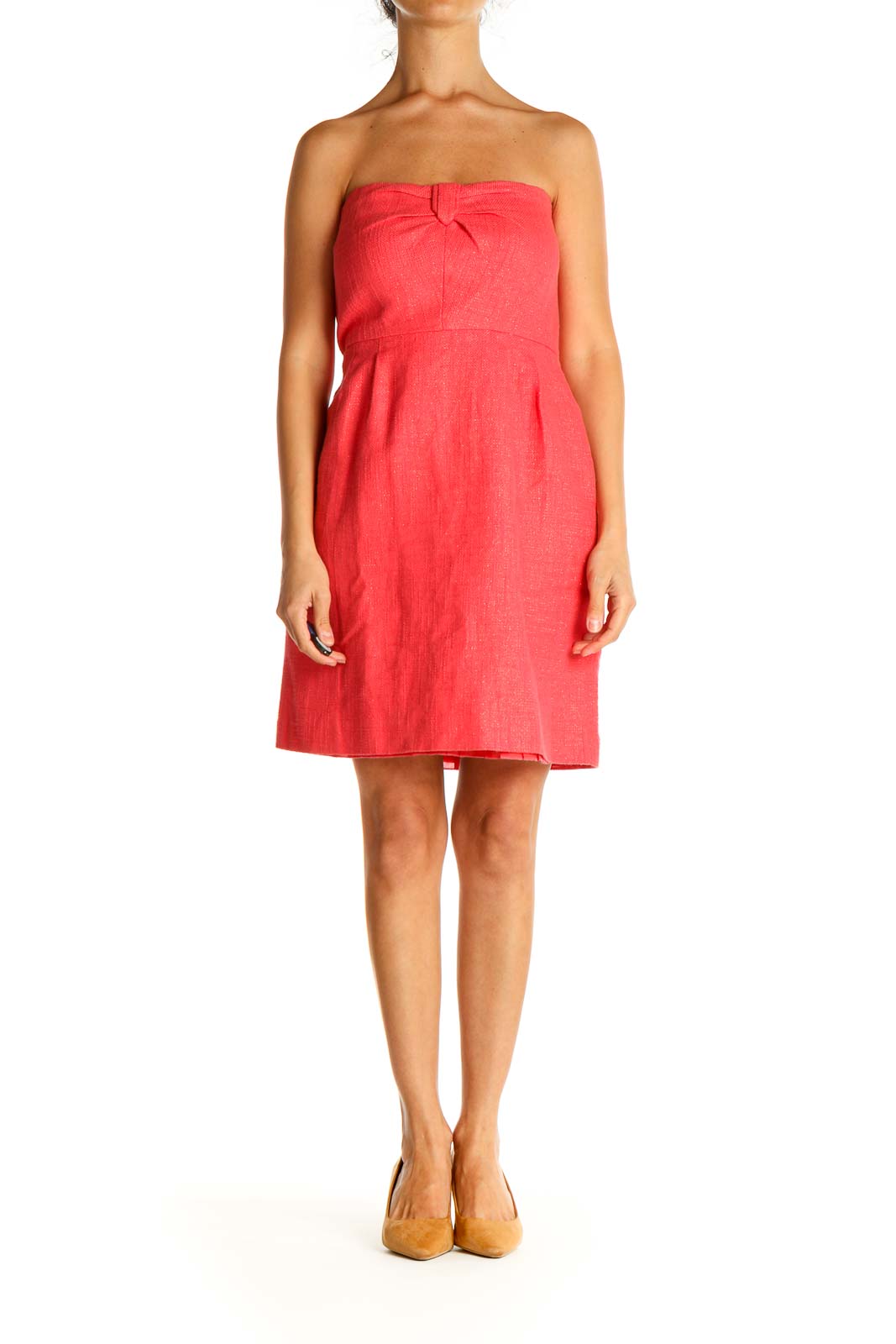 Pink Solid Classic Sheath Dress