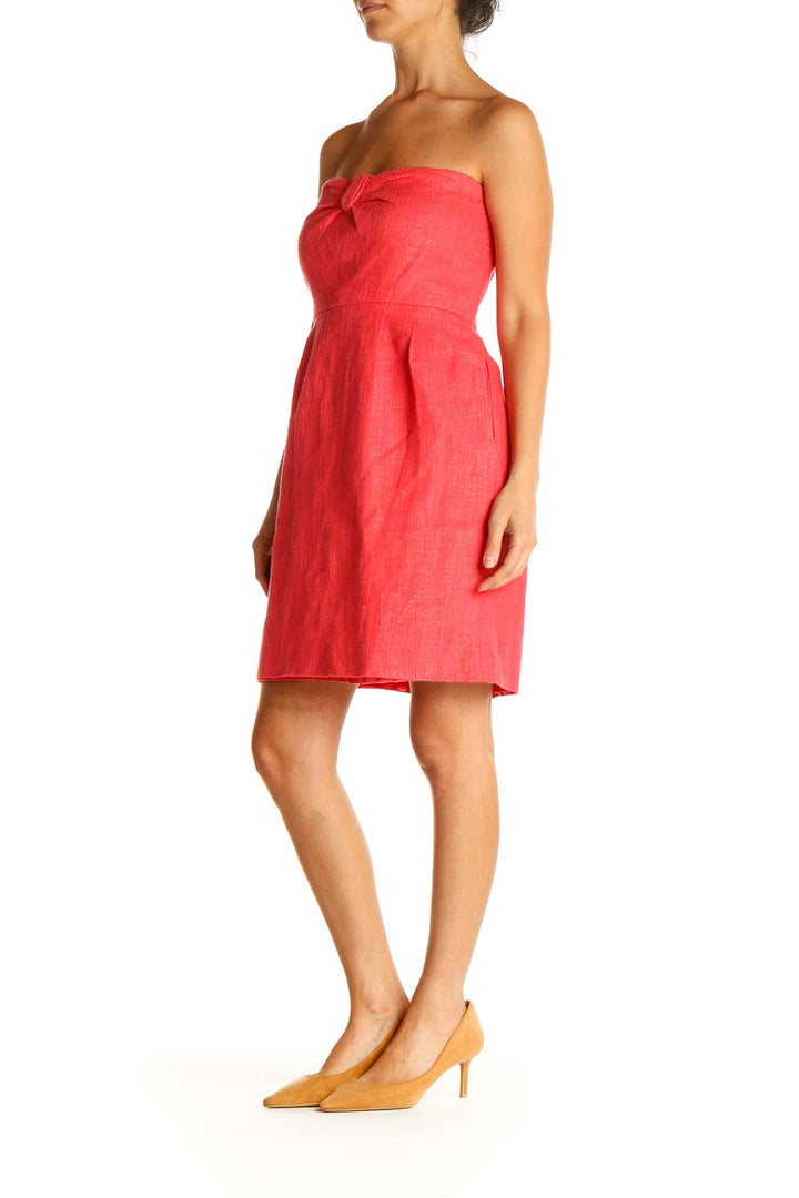 Pink Solid Classic Sheath Dress