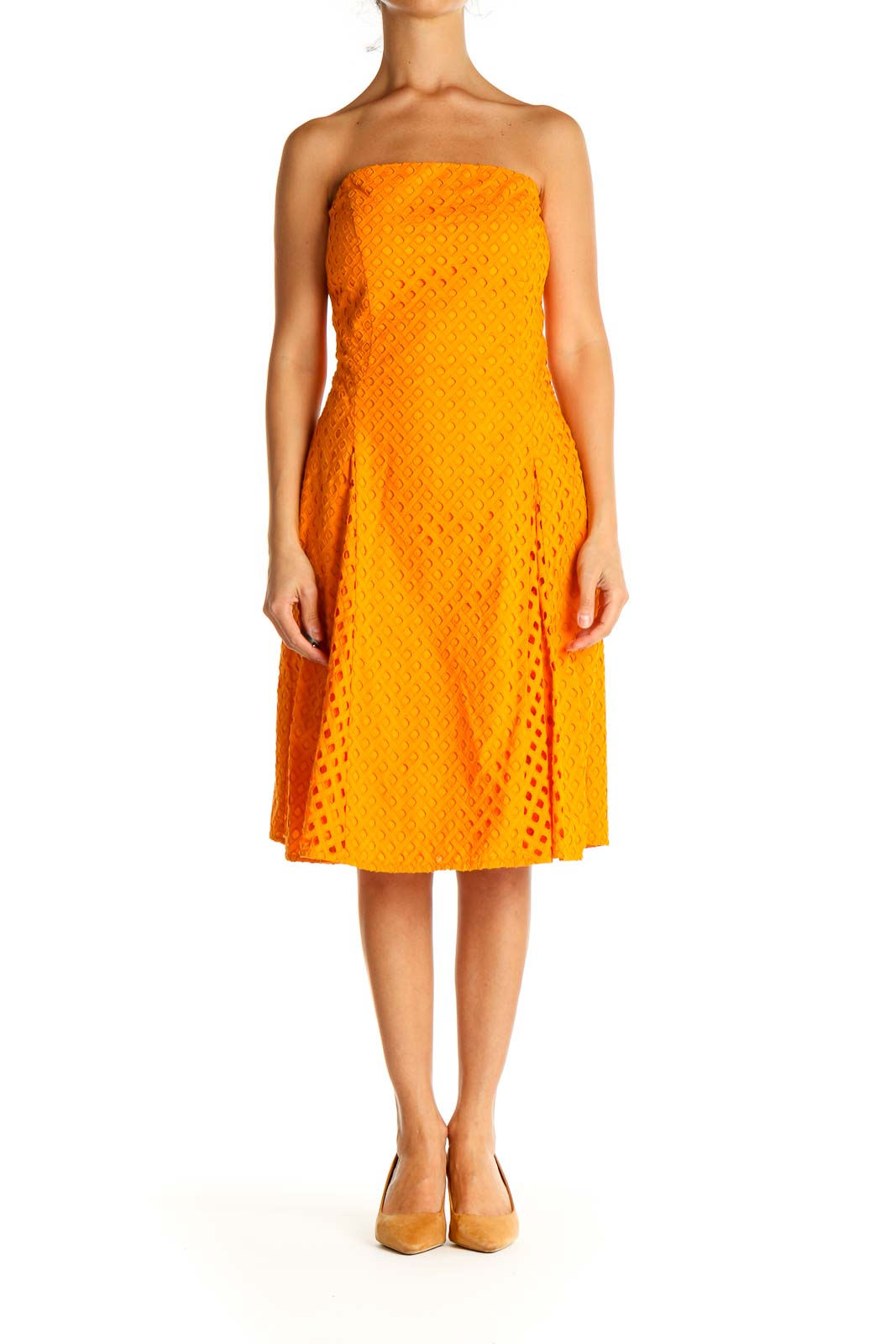 Orange Solid Day Fit & Flare Dress