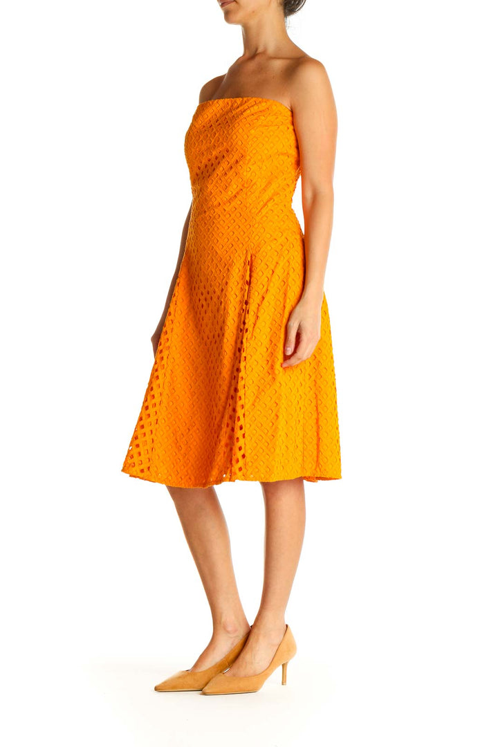 Orange Solid Day Fit & Flare Dress