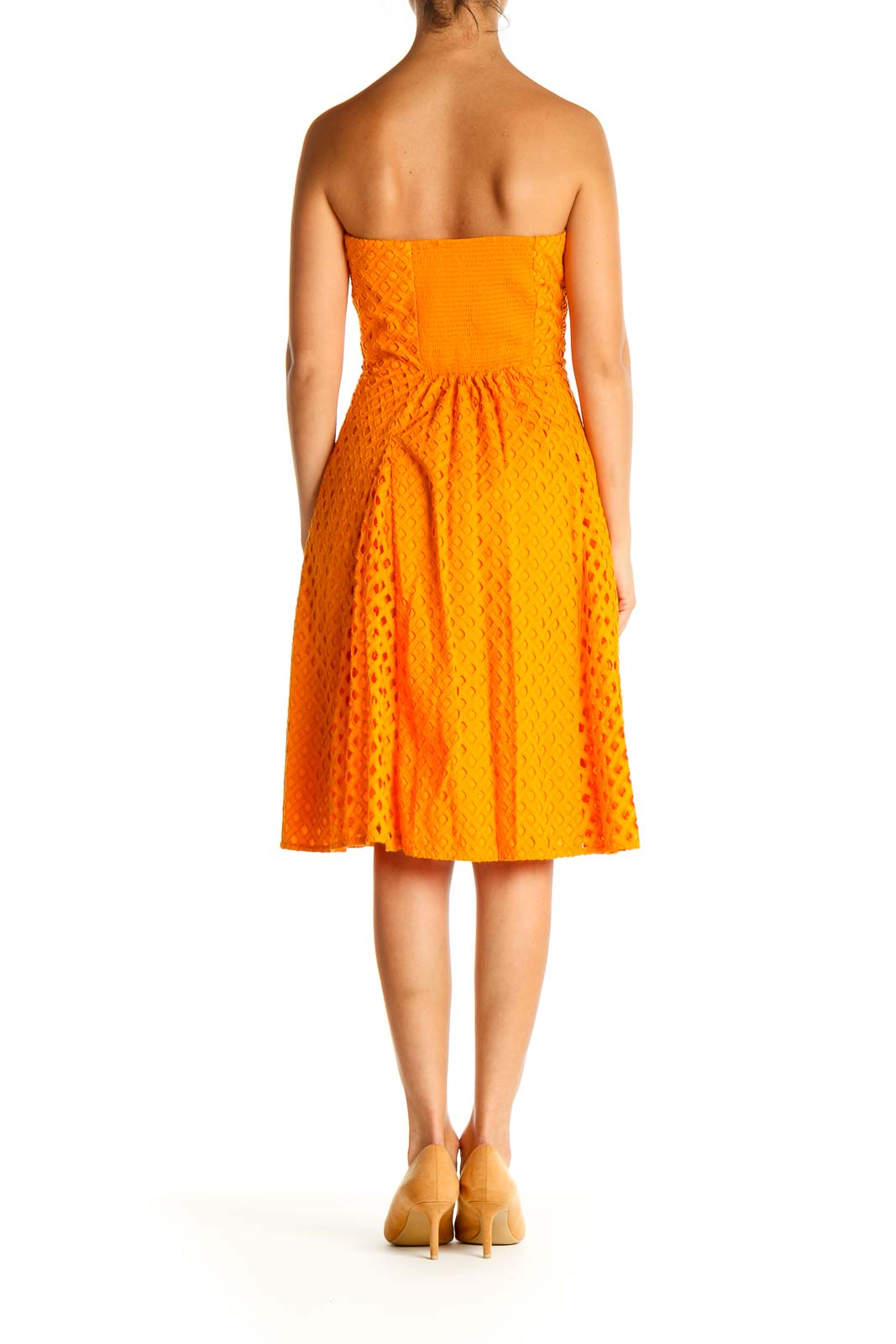 Orange Solid Day Fit & Flare Dress