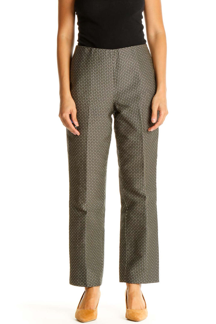 Brown Textured Retro Trousers