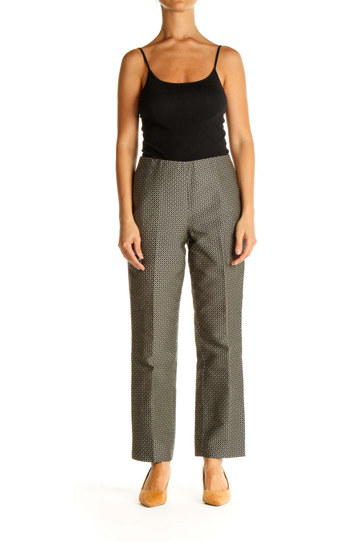 Brown Textured Retro Trousers