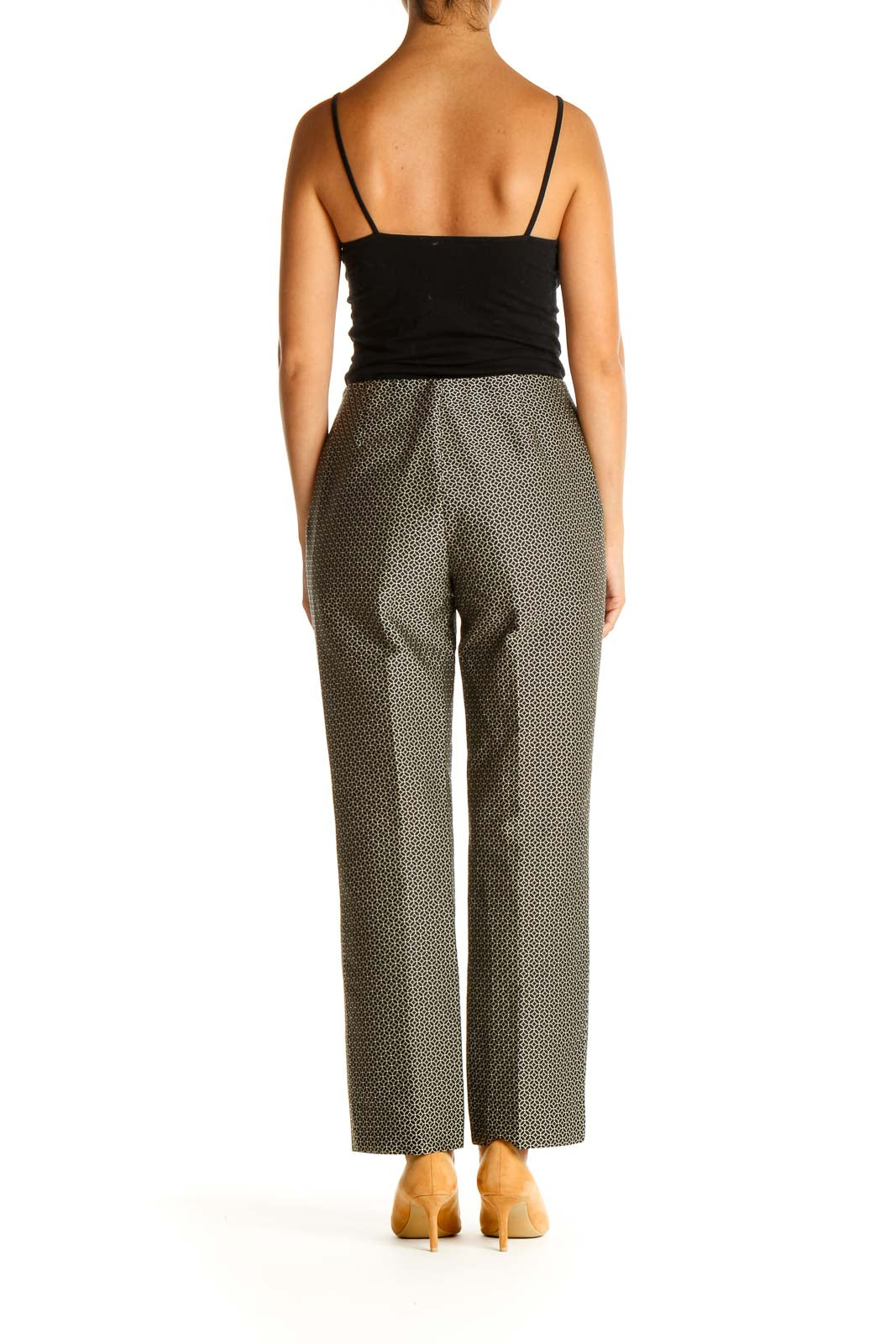 Brown Textured Retro Trousers