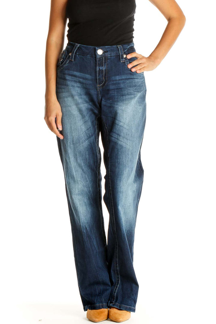 Blue Straight Leg Jeans