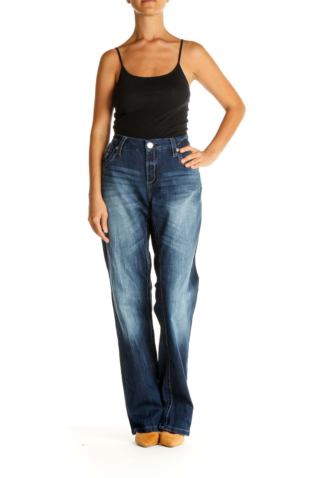 Blue Straight Leg Jeans