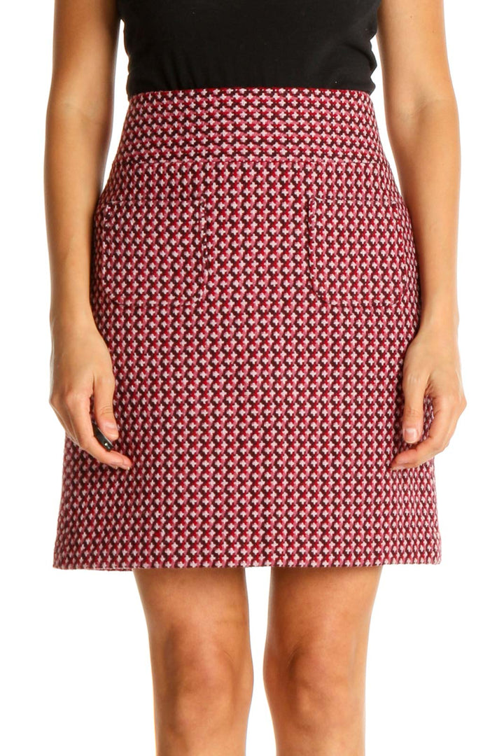 Pink Printed Holiday A-Line Skirt