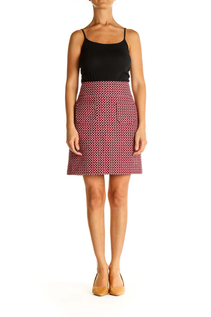 Pink Printed Holiday A-Line Skirt