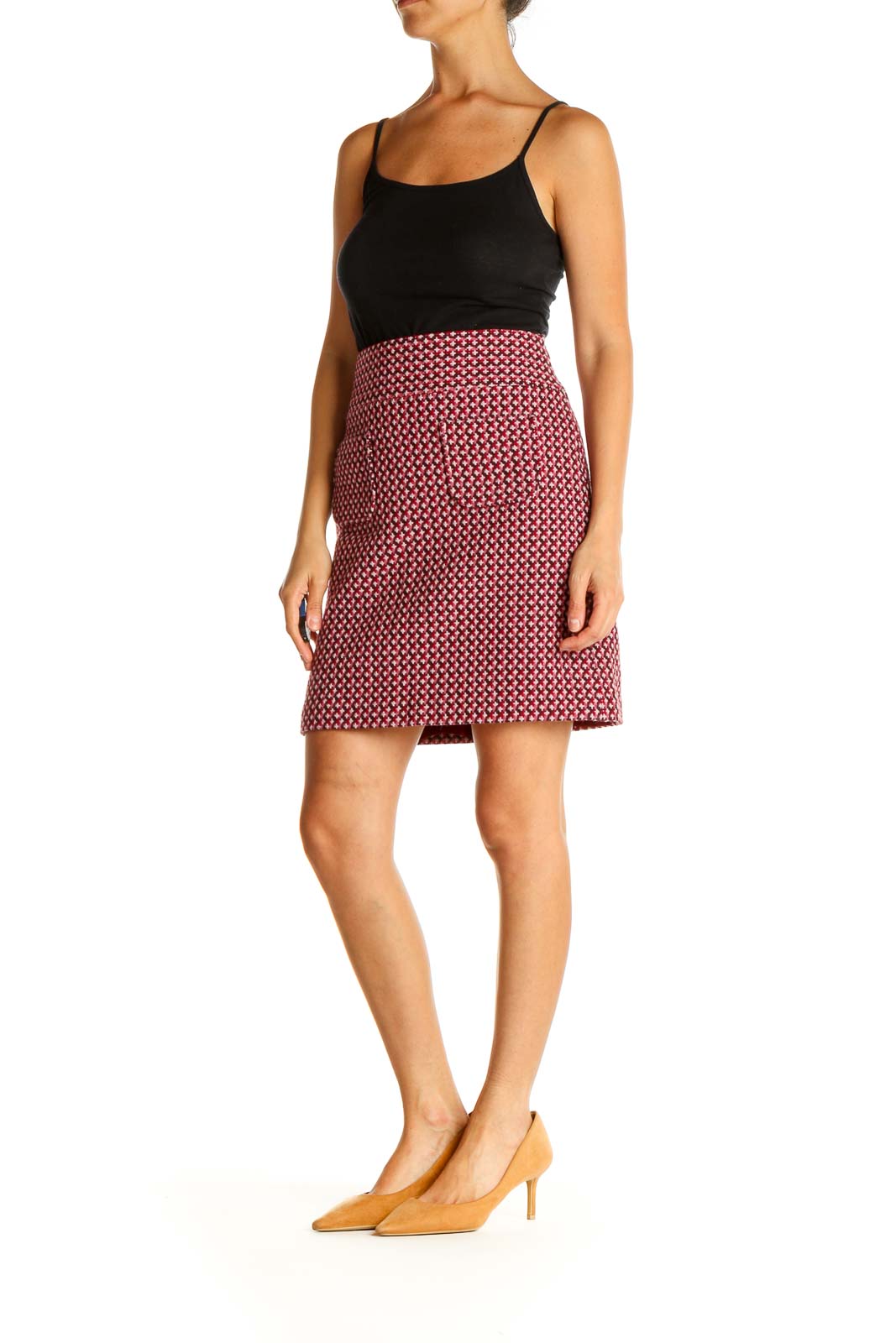 Pink Printed Holiday A-Line Skirt