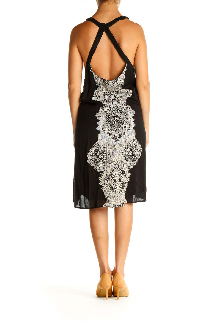 Black Printed Cocktail Sheath Dress