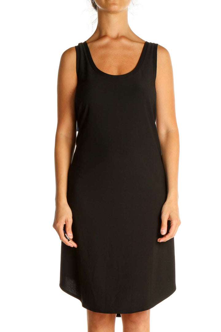 Black Solid Day Sheath Dress