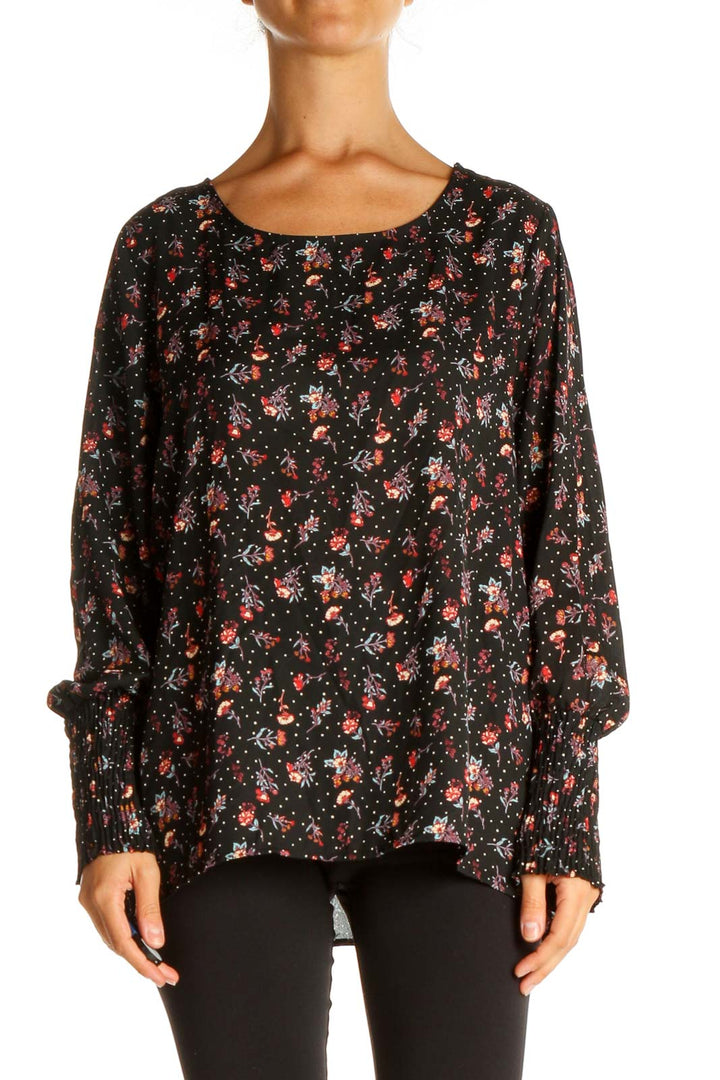 Black Floral Print All Day Wear Blouse