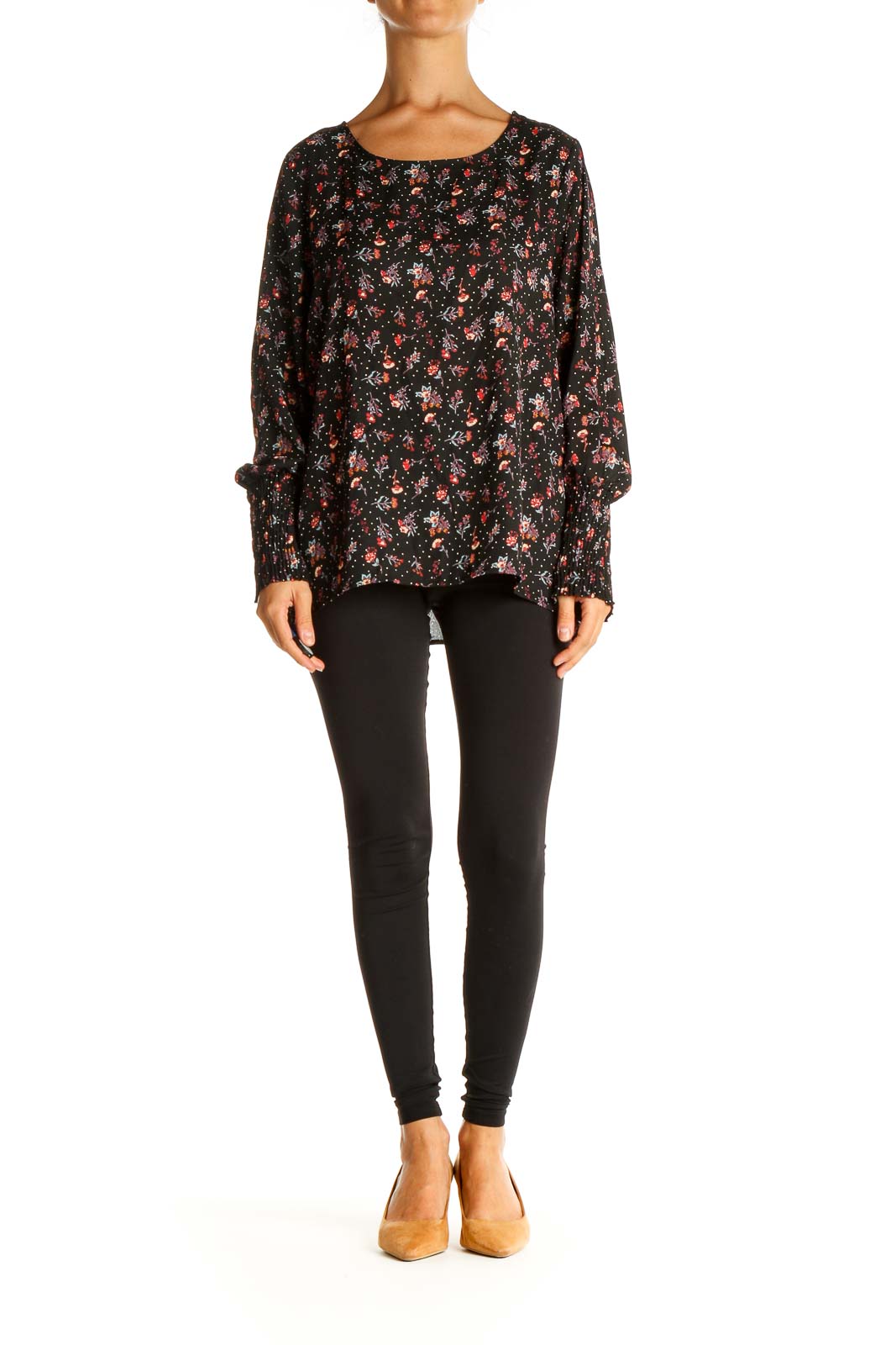 Black Floral Print All Day Wear Blouse