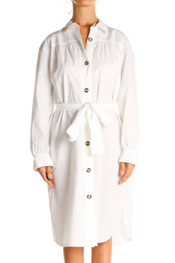 White Solid Work Sheath Dress