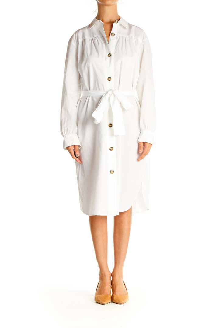 White Solid Work Sheath Dress