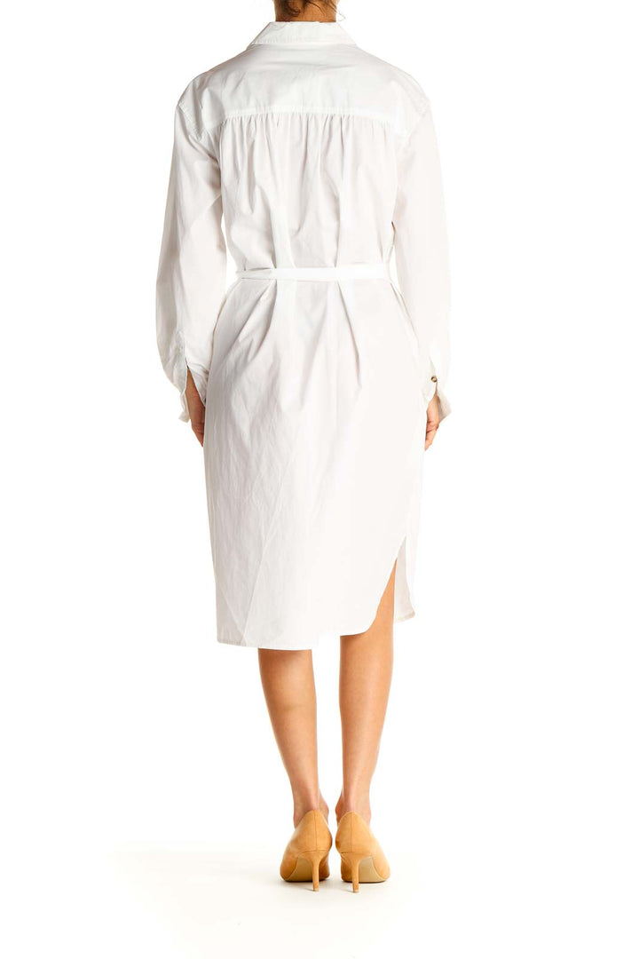 White Solid Work Sheath Dress