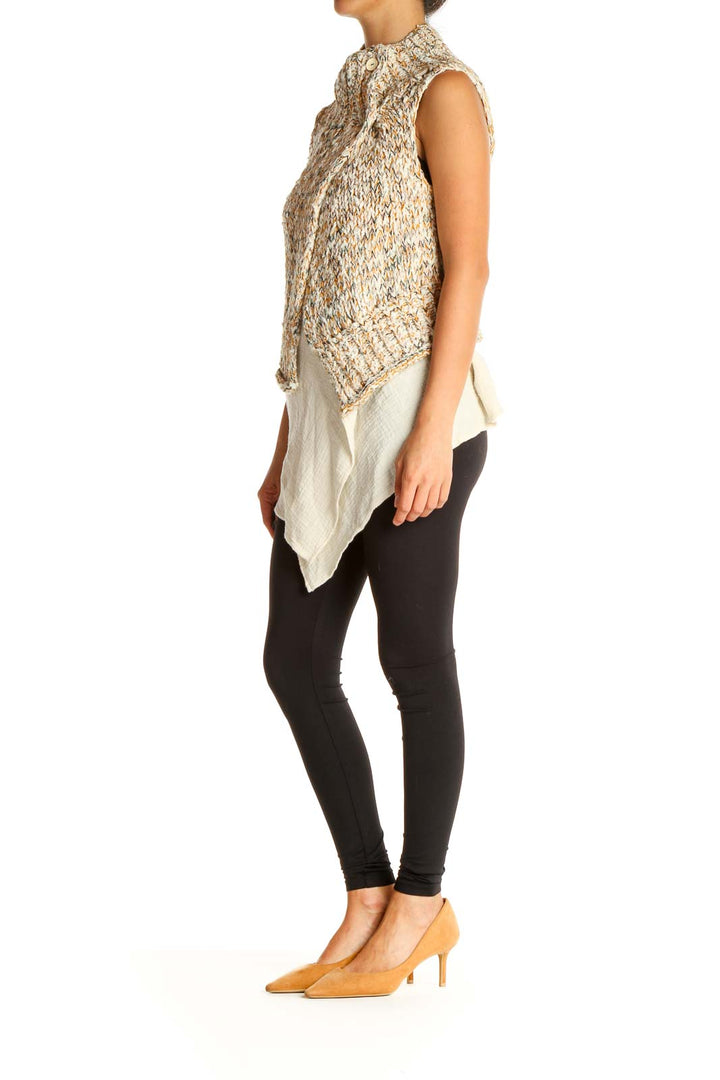 Beige Sweater Casual Top