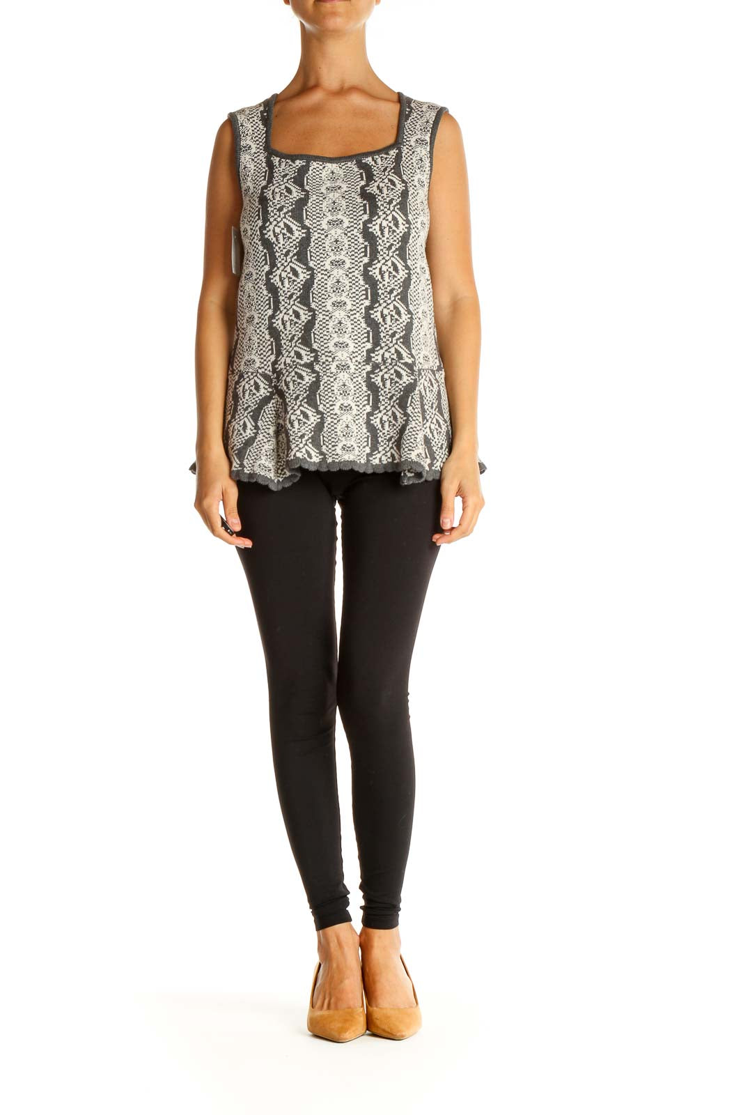 Gray Paisley Brunch Tank Top