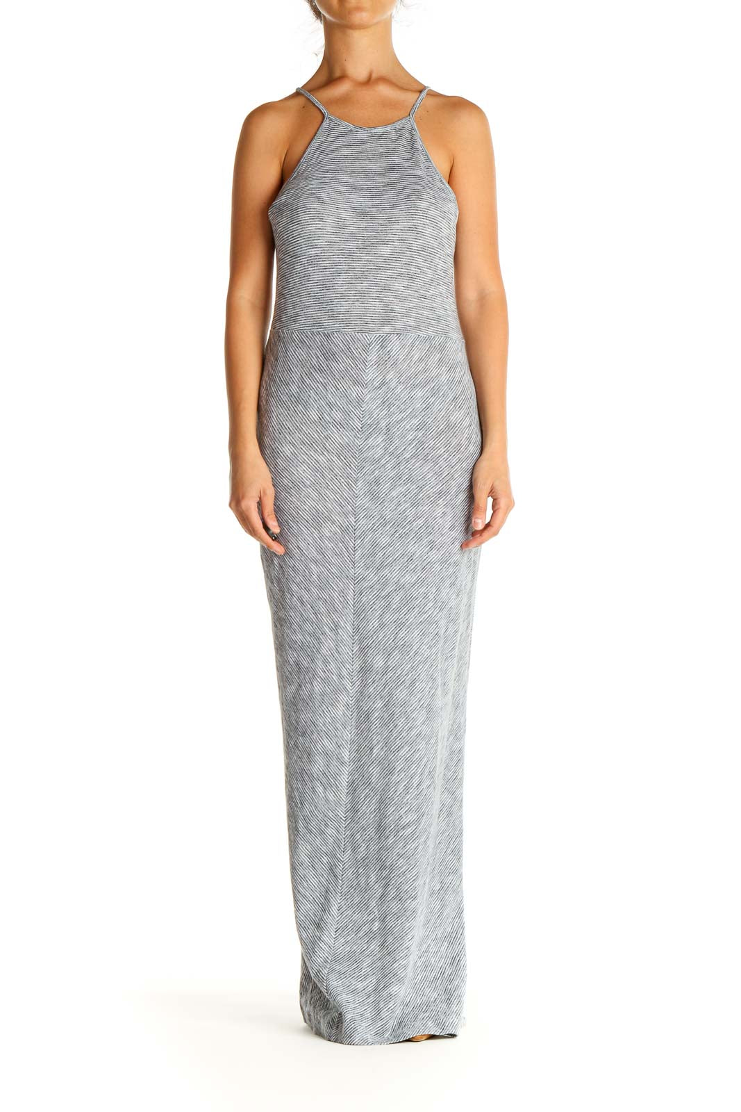 Gray Textured Classic Column Dress