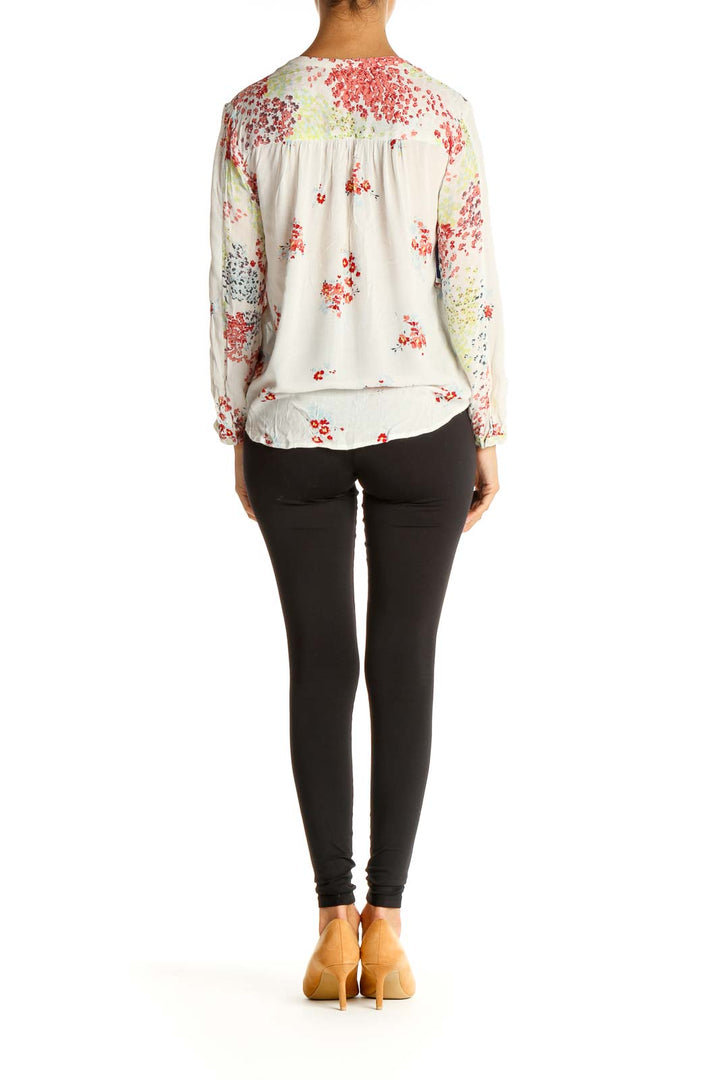 Beige Floral Print All Day Wear Blouse