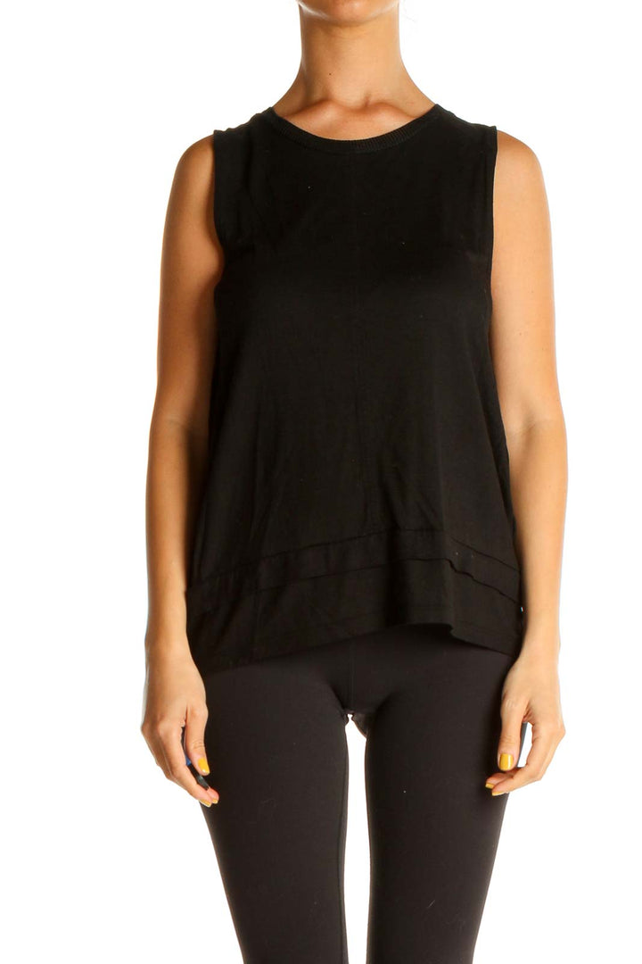 Black Solid All Day Wear Tank Top