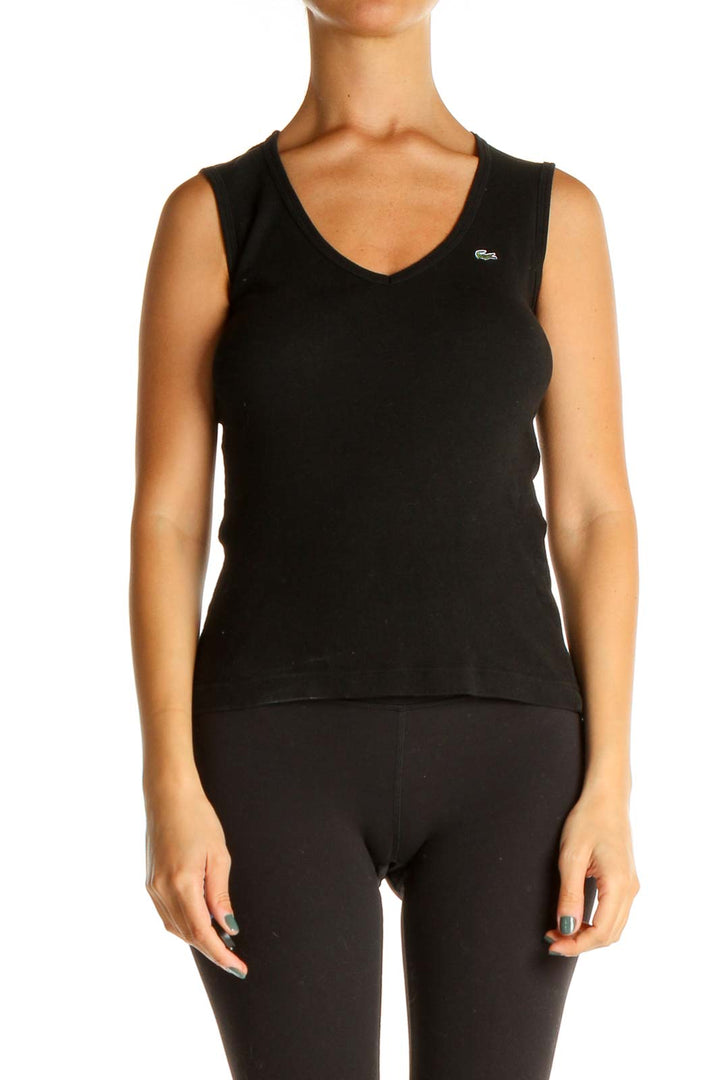 Black Solid Casual Tank Top