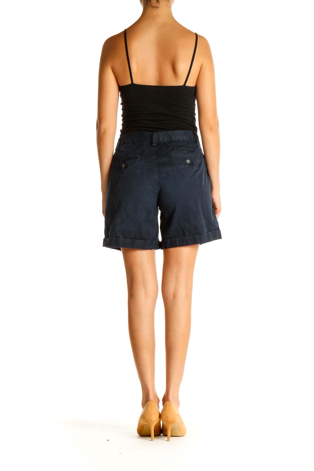 Blue Solid Casual Shorts