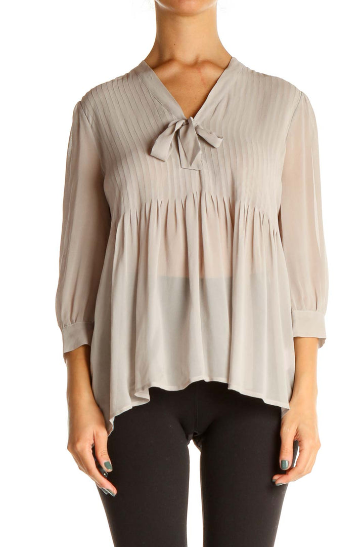 Gray Solid Brunch Blouse