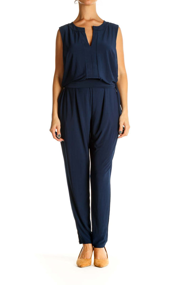 Blue Solid Jumpsuit