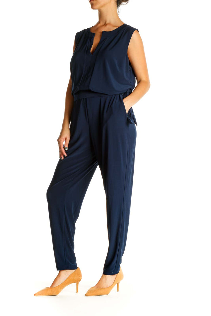 Blue Solid Jumpsuit