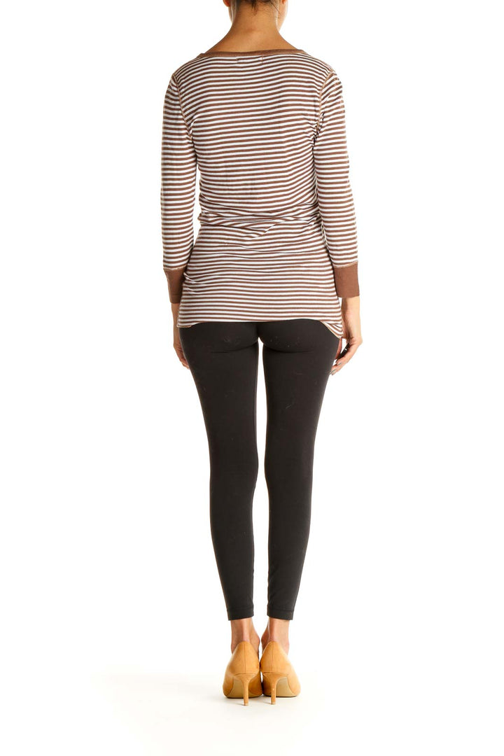 Brown Striped All Day Wear T-Shirt