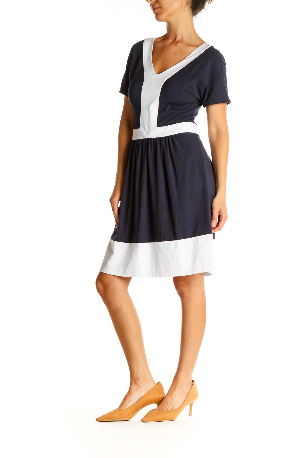 Blue Solid Day Fit & Flare Dress