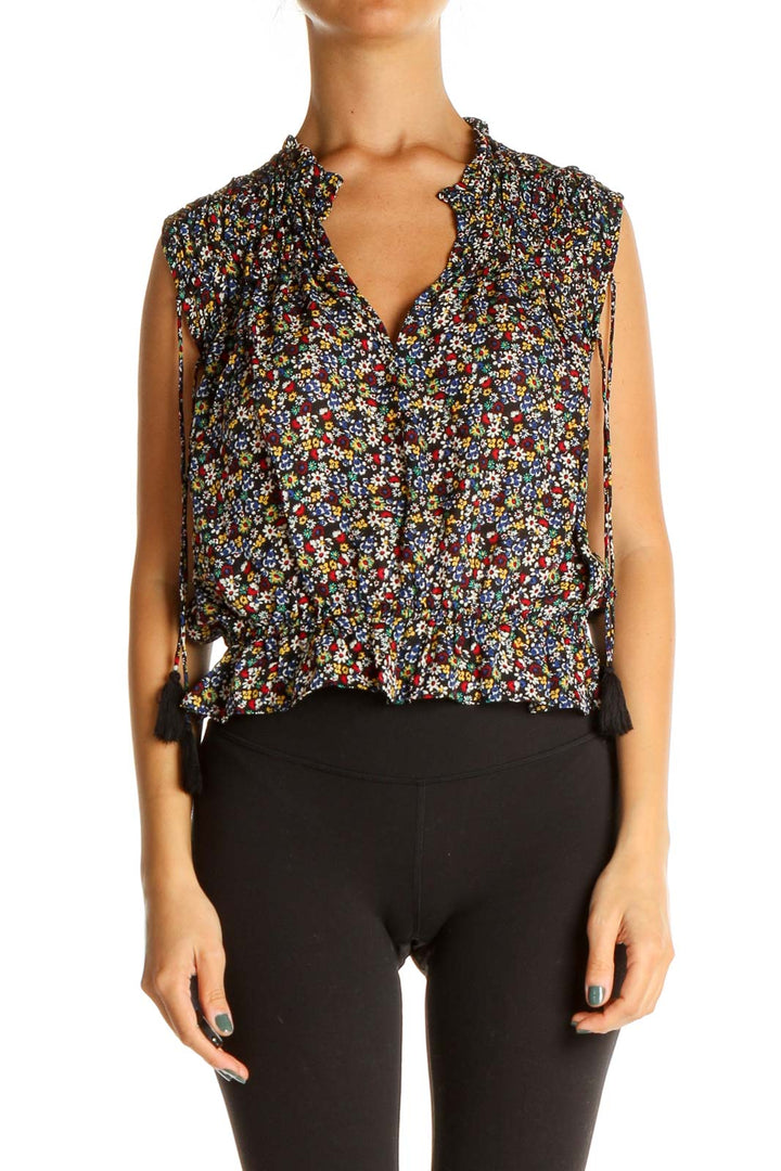 Black Floral Print Blouse