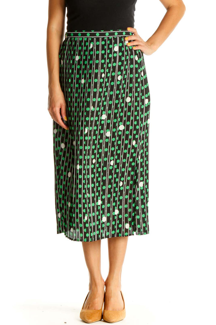 Green Printed All Day Wear Straight Skirt