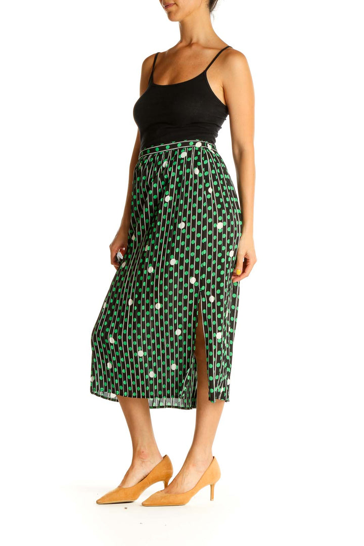 Green Printed All Day Wear Straight Skirt