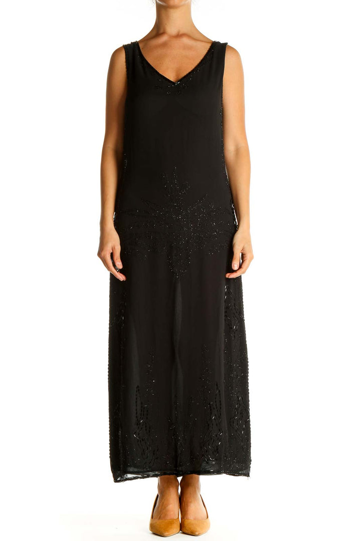 Black Sequin Column Dress