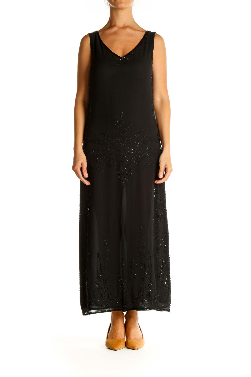 Black Sequin Column Dress