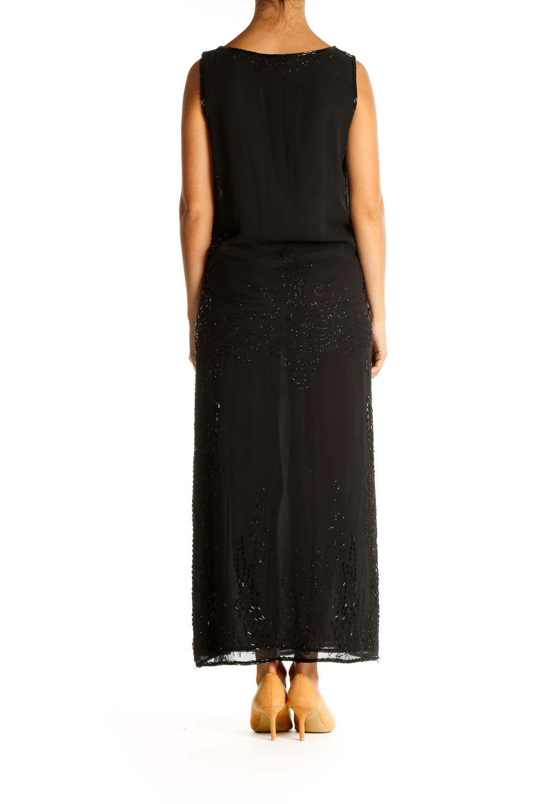 Black Sequin Column Dress