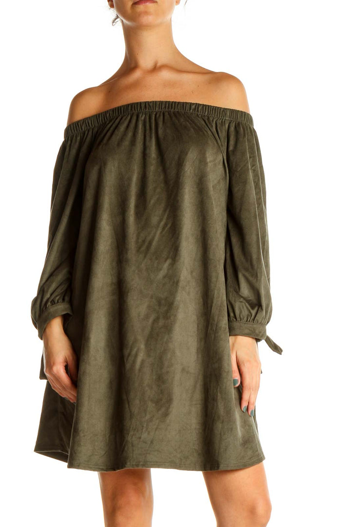 Green Textured Bohemian Dress